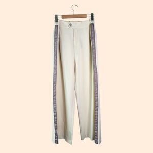 Ena Pelly Wide Leg Pants in Cream with Gray Accents